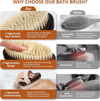 Dry & Wet Brushing Body Brush, Natural Boar Bristle Back Scrubber - Image 5