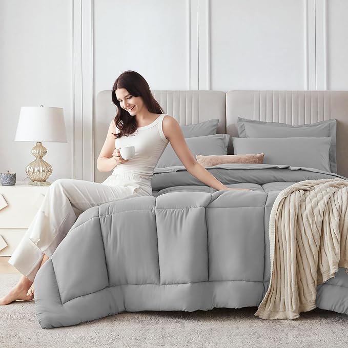 Sasttie Full Size Comforter Sets, 7 Pieces Bed in a Bag Full, Complete Bedding - Image 8