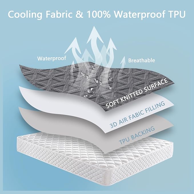 Premium Waterproof Mattress Protector King Size, Breathable Bed Cover 3D Air - Image 6