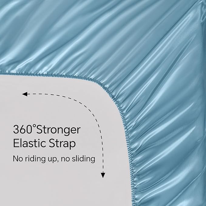 BEDELITE Satin Fitted Sheet and Pillowcases Set, Luxury Soft Similar to Silk - Image 4