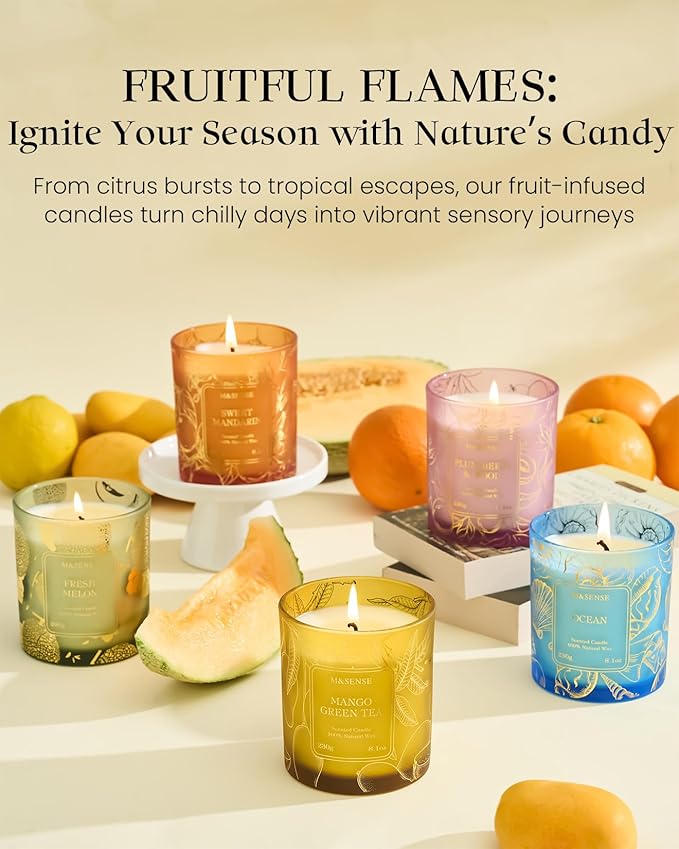 M&SENSE Naturally Scented Vegan Soy Candles, Fresh Melon Scented Candles - Image 7