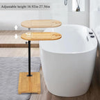 Bamboo Bathtub Tray Table with Adjustable Height, Enhanced Stability, - Image 6