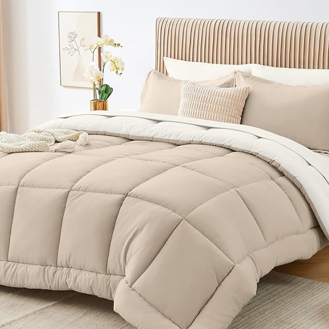 Sasttie California King Comforter Set, 7 Pieces Reversible Cal King Bed in a Bag by SASTTIE