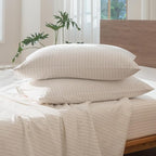 MooMee Striped Duvet Cover Set 100% Washed Cotton Linen Like Textured - Image 9