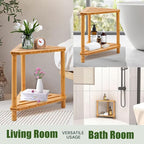 Bamboo Corner Shower Stool, 2-Tier Waterproof Shower Stool - Image 7