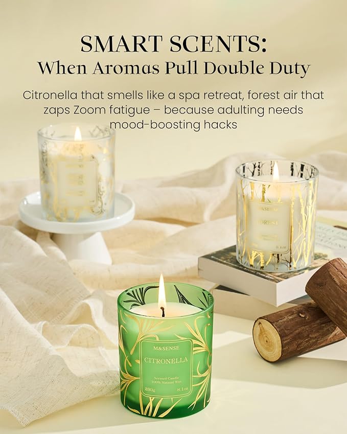 M&SENSE Fresh Linen Scented Vegan Soy Candles, Non-Toxic Subtle Aroma, 8.1oz - Image 8