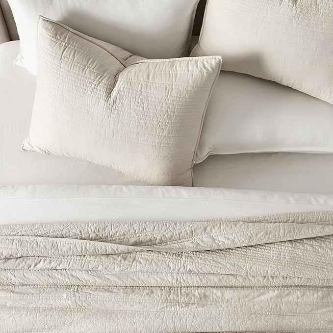 EVERGRACEHOME 100% Cotton Modern Lines Quilt Set Queen Size, Pre-Washed Soft - Image 3