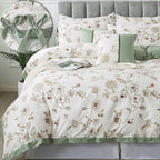 FADFAY Floral Bedding Set Queen 100% Cotton Shabby and Chic Beige Green by CottonWorldSweetDream