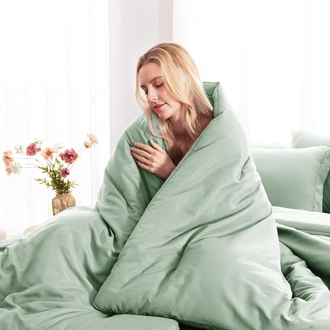 CozyLux King Comforter Set Sage Green, 7 Pieces Bed in a Bag, Bedding Comforter - Image 9