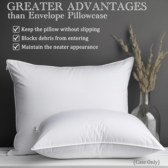 Precoco White Pillow Cases Standard Size Set of 4 | 100% Cotton Pillowcases - Image 2