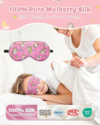 BeeVines Kids 100% Real Mulberry Silk Sleep Mask 2 Pack, Original Design Pure - Image 2
