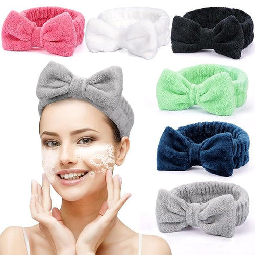 6 Pack Spa Headband for Women Skincare Makeup Headband Bow Hairband Party by UMIKU