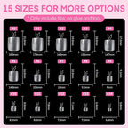 UNA GELLA Square Toe Nail Tips 216Pcs 15Sizes Full Cover Long Wider Toe Nail - Image 7