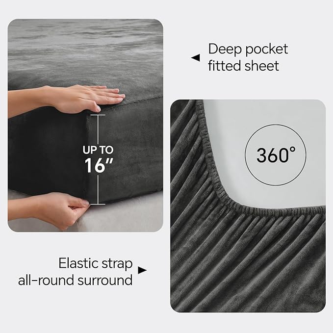 BEDELITE Flannel Sheets Twin Size Dark Gray - Image 4