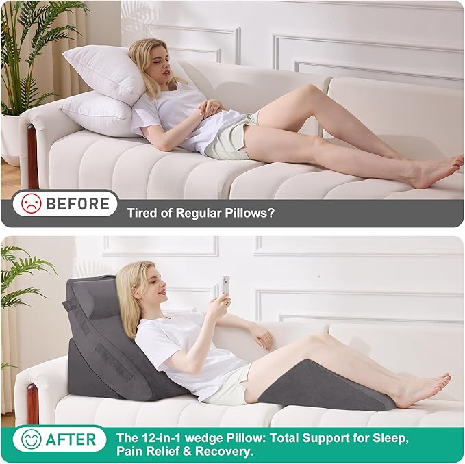 4PCS Wedge Pillow Set for After Surgery, Orthopedic Bed Wedge Pillow for Back - Image 6