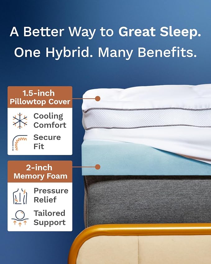 ViscoSoft 3 Inch Pillow Top Memory Foam Mattress Topper Queen - Image 2