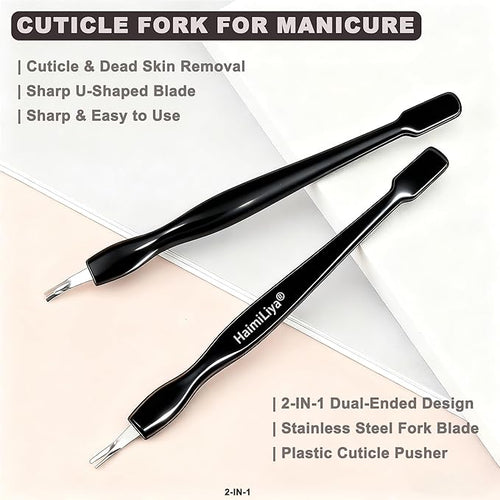 6Pcs 2-in-1 Cuticle Fork with Pusher, Dual-end Cuticle Remover Nail Pusher - Image 2