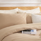 100% Sandwashed Cotton Duvet Cover King, Soft King Size Duvet Cover Set 3 Pieces - Image 2