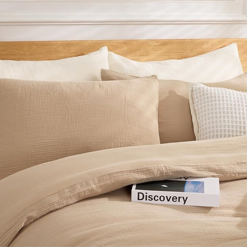 100% Sandwashed Cotton Duvet Cover King, Soft King Size Duvet Cover Set 3 Pieces - Image 2