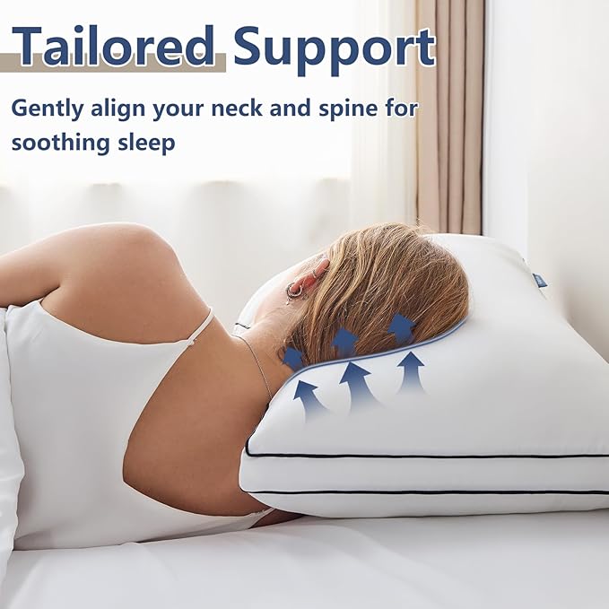 CozyLux Pillows King Size Set of 2, Soft and Supportive 3D Down Alternative Bed - Image 3