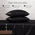 MR&HM Satin Sheets with Elastic Corner Straps, Twin Size 3-Piece Silky Bedding - Image 7