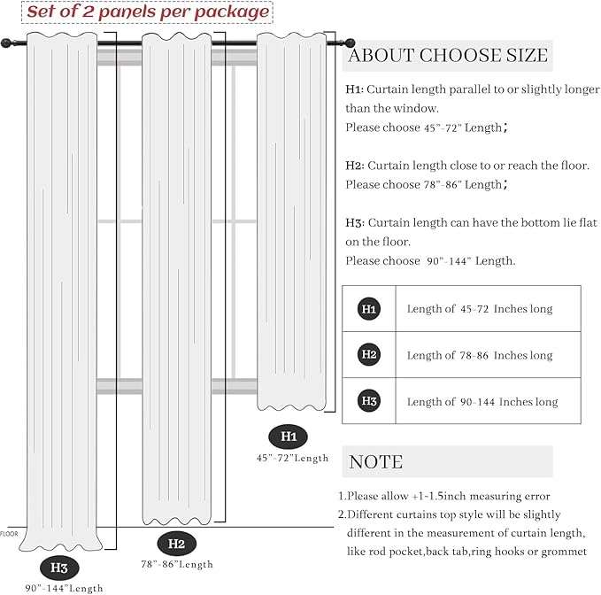 100% Blackout Curtains 84 Inch Length 2 Panels Set Neutral Boho Linen Farmhouse - Image 9