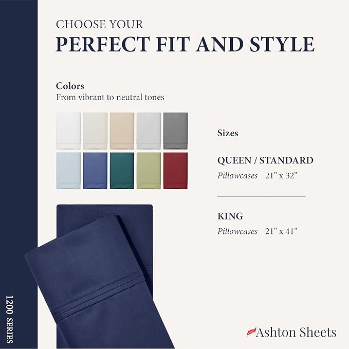 100% Egyptian Cotton Pillow Cases King Size Set of 2 - Image 7