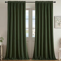 Joydeco Olive Green Velvet Curtains 72 inch Length 2 Panels, Luxury Blackout by JOYDECO