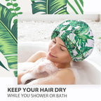 INNELO Luxury Shower Cap for Women Reusable Waterproof, Double Layered Shower - Image 5