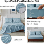 CozyLux Twin XL Comforter Set Light Blue, 5 Pieces Twin Extra Long Pintuck Bed - Image 6