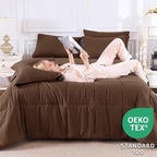 CozyLux Oversized King Comforter Sets Brown, 7 Pieces Bed in a Bag, 120x98 Box - Image 3