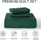 Yiran California King Quilt Set, Emerald Green Oversized Bedspread Bedding Set - Image 8