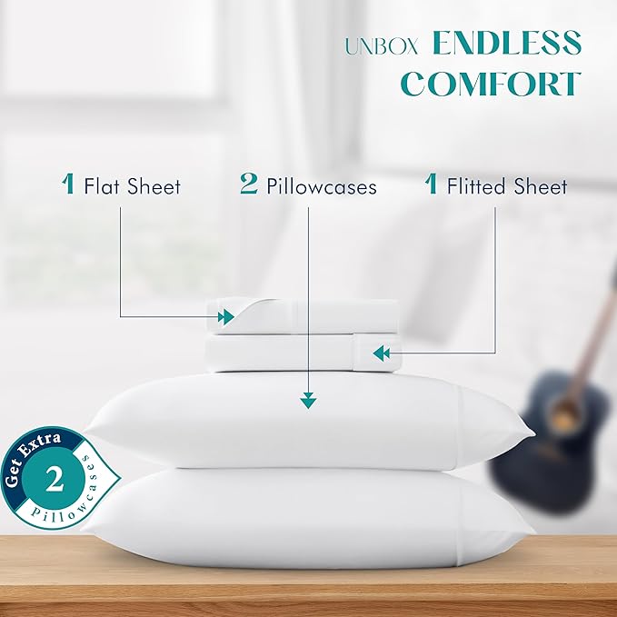 XOOX Linen 100% Egyptian Cotton Sheets California King Size - Image 3