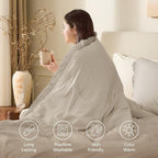 Andency Oatmeal Comforter Set King Size, 3 Pieces Boho Tassel Lightweight - Image 4