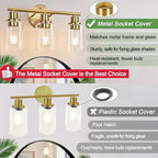 3-Light Gold Bathroom Light Fixtures, Modern Bathroom Vanity Light - Image 5