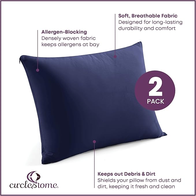 CirclesHome Pillow Protectors 2 Pack Standard Zippered - Image 2
