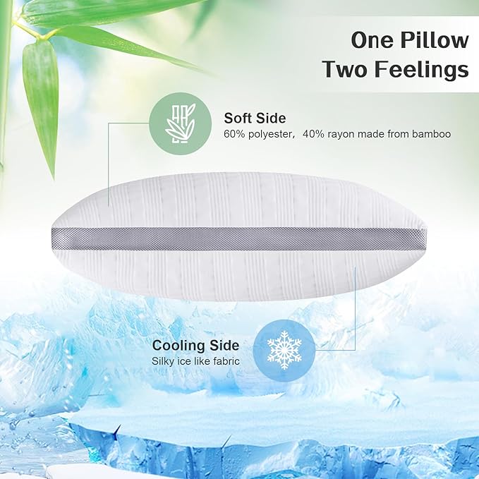 Meoflaw Cooling King Size Bed Pillows, Shredded Memory Foam Support - Image 3