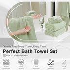 4 Piece Extra Large Bath Towel 35"x70" Oversized Bath Sheet Green Bath Towel Set - Image 6