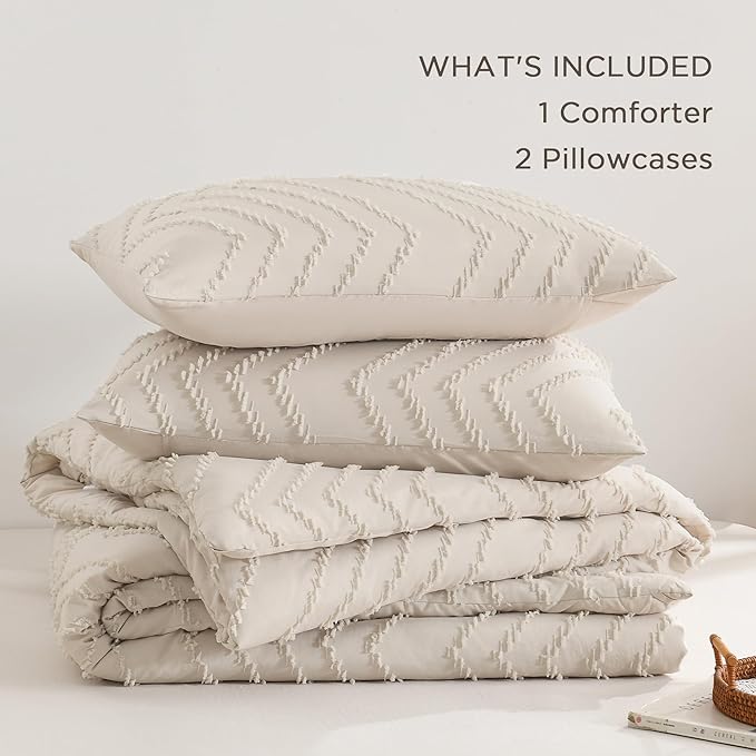 Andency Oversized Queen Comforter Set, 3 Pieces Aesthetic Chevron Farmhouse - Image 7