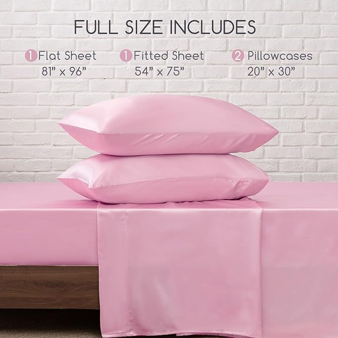 MR&HM Satin Bed Sheets, Full Size Sheets Set - Image 7
