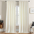 Joydeco Ivory Velvet Curtains 84 inch Length 2 Panels, Luxury Blackout Rod by JOYDECO