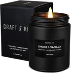 Craft & Kin Premium Smoke & Vanilla Candle | Black Scented Candles by CraftKin