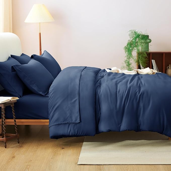 CozyLux Full Size Comforter Sets Navy Blue, 7 Pieces Bed in a Bag Full - Image 8
