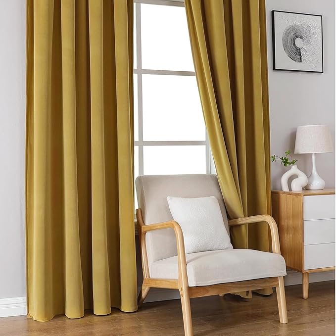 Joydeco Brown Velvet Curtains 120 inch Length 2 Panels, Luxury Blackout Rod - Image 7
