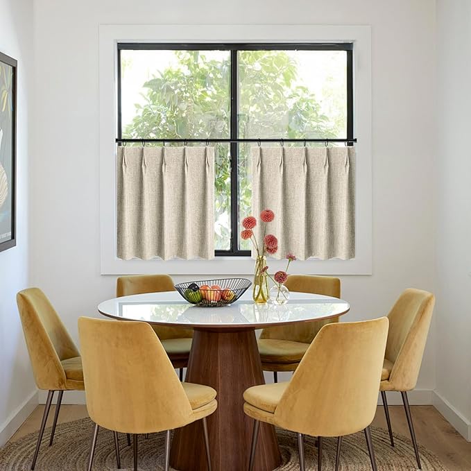 WdFour 30x30 Inch Pinch Pleated Blackout Cafe Curtains - Image 6