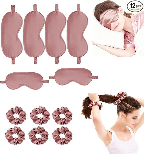 12Pcs Silk Sleep Masks Satin Eye Mask Silky Eyes Cover Blindfold Eyeshade Hair by WJingYiJia
