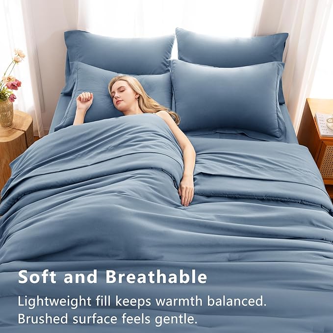 CozyLux Twin XL Comforter Set Grayish Blue, 5 Pieces Bed in a Bag Twin Extra - Image 5