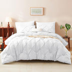 CozyLux Twin XL Comforter Set White, 5 Pieces Twin Extra Long Pintuck Bed in A - Image 8