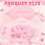 Jexine 24 Pcs Spa Slumber Party Headband Plush Sleep Eye Mask Bulk Bow Hair - Image 2