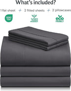 LuxClub 5 PC Split King Sheet Set Sheets Deep Pockets 18" Eco Friendly Wrinkle - Image 2